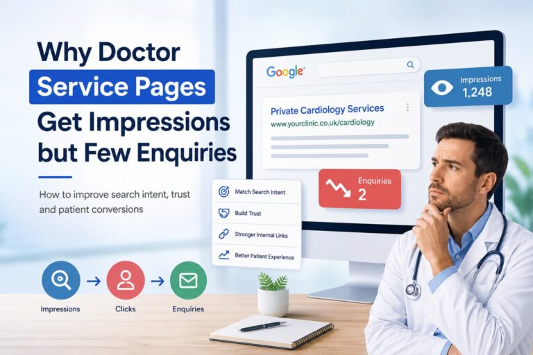 Doctor service pages receiving search impressions but generating few patient enquiries