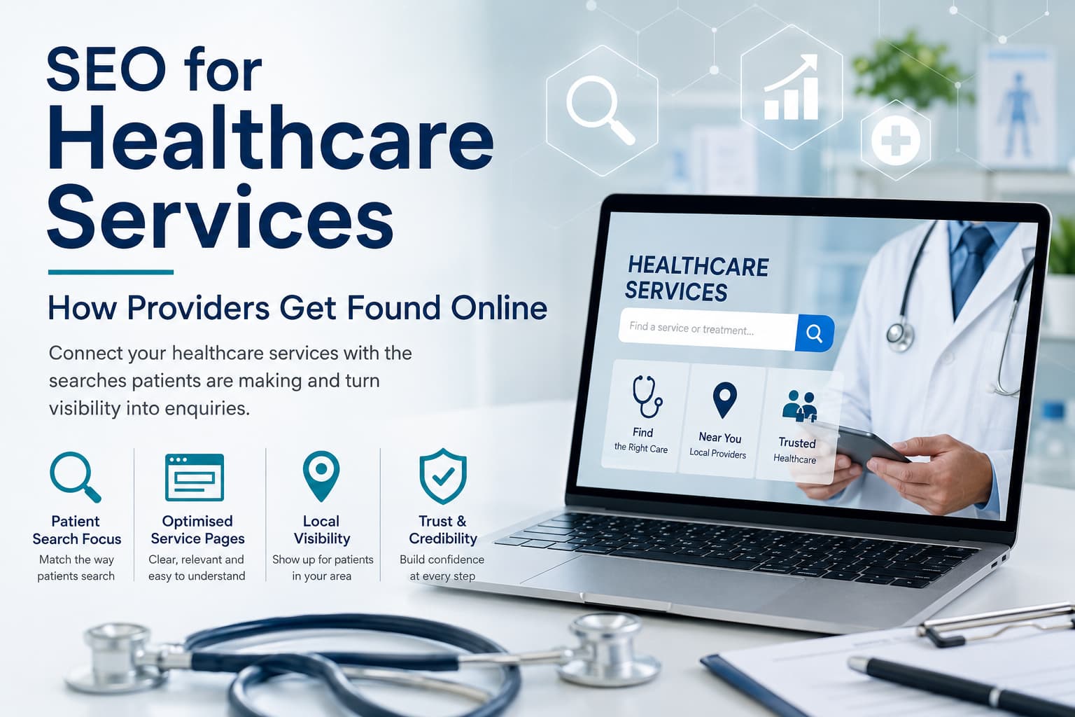 Healthcare provider reviewing SEO visibility for medical service pages